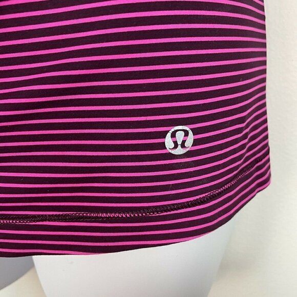 Lululemon Pink Burgandy Striped Racer Back Tank - Picture 4 of 4